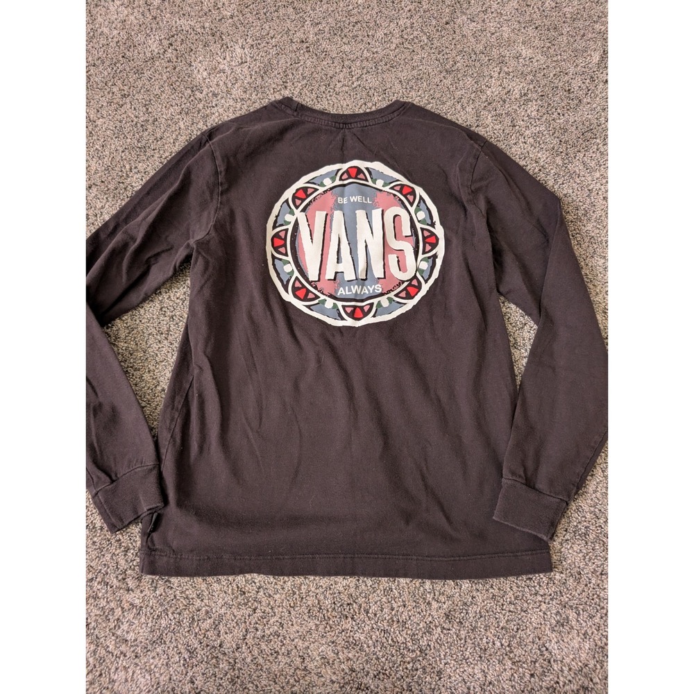 Vans Mens Long Sleeve Graphic T-Shirt Black‎ Be Well Always Mandala XS